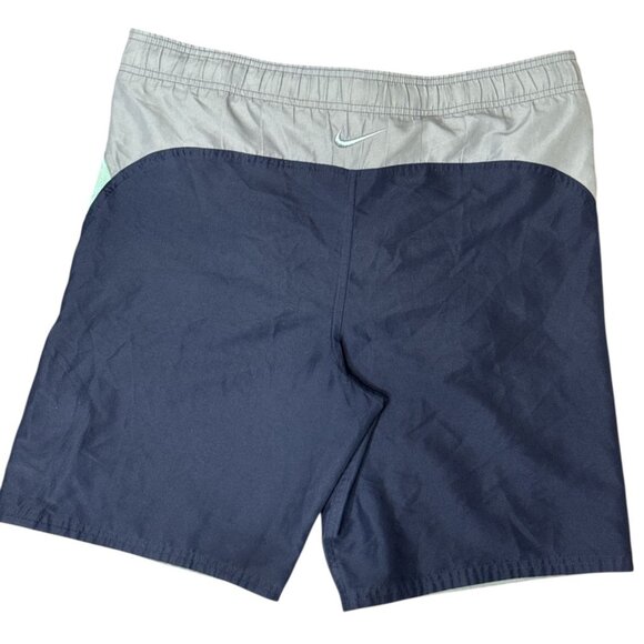 Nike Mens Swim Trunks Size Small Navy Gray Colorblock Mesh Lining Drawstring - Picture 3 of 9